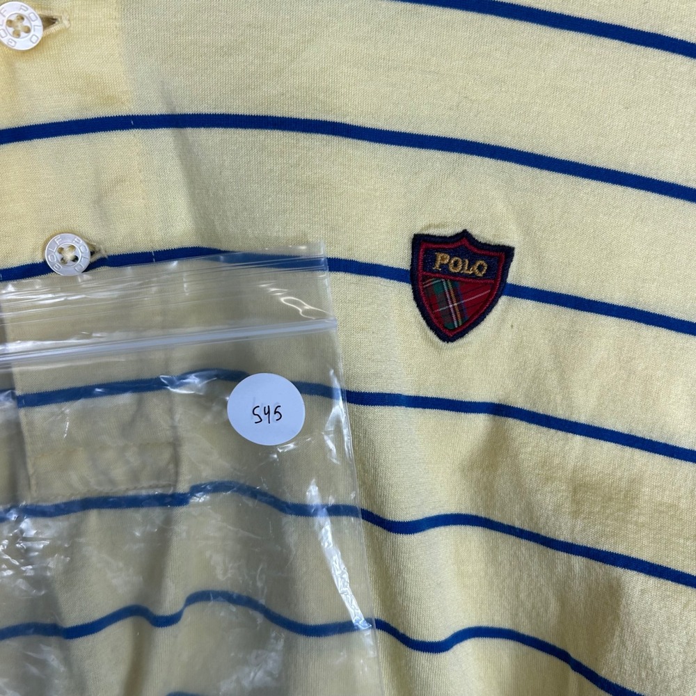 Polo‎ Golf Ralph Lauren Mens Medium Yellow Blue Striped Longaberger Golf Polo - Picture 9 of 9